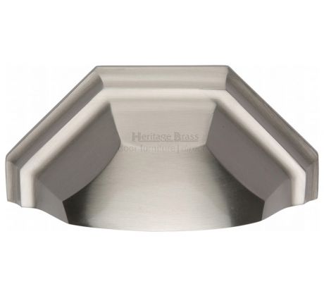 Heritage Satin Nickel Shaped Drawer Pull 104mm