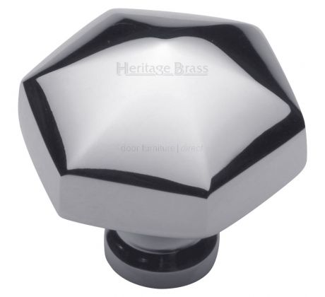 Polished Chrome Hexagon Cabinet Knob 32mm