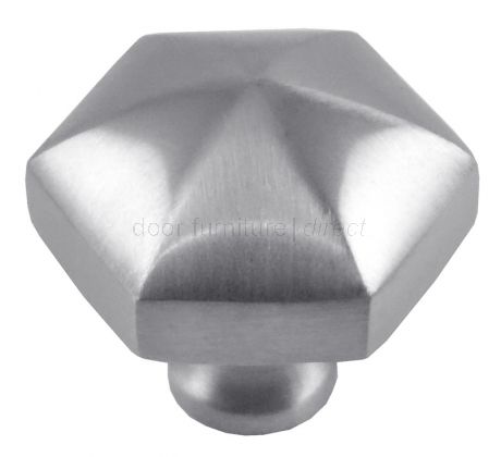 Satin Chrome Hexagon Cabinet Knob 32mm
