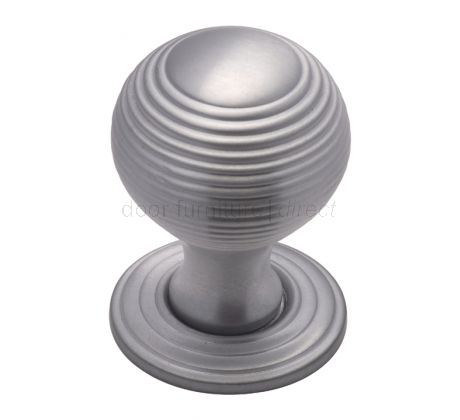 Satin Chrome 32mm Reeded Ball Cupboard Knob
