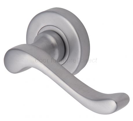 Bedford Satin Chrome Scroll Lever on Round Rose