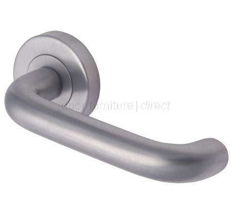 Harmony Satin Chrome Return To Door Lever on Round Rose
