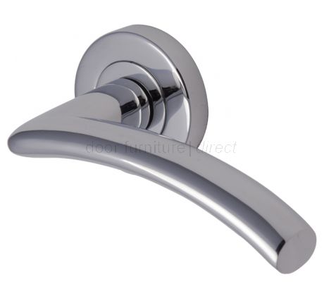 Centaur Polished Chrome Curved Lever on Round Rose