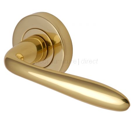 Sutton Polished Brass Plain Lever on Round Rose