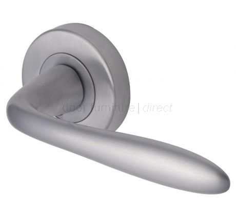 Sutton Satin Chrome Plain Lever on Round Rose