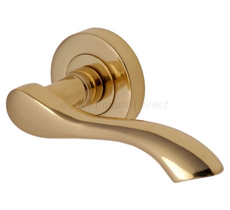 Algarve Polished Brass Wave Lever on Round Rose