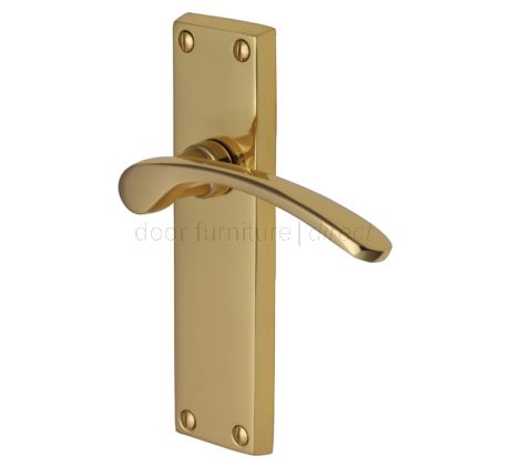 Sophia Curved Lever Polished Brass Long Plate Latch Door Handles