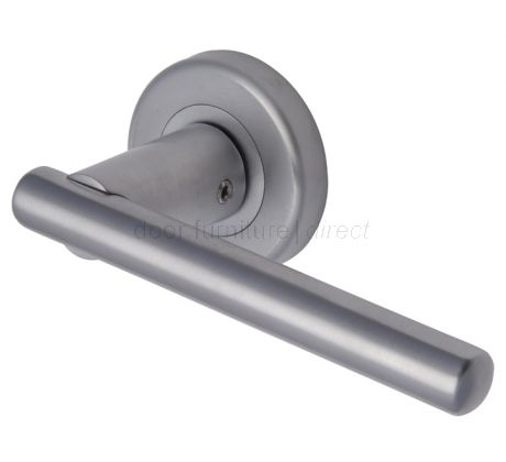 Challenger Satin Chrome Tubular Lever on Round Rose