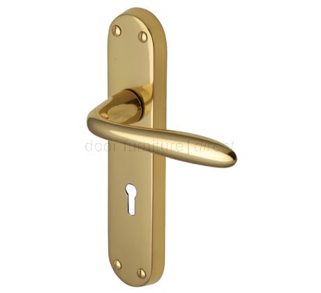Sutton Shaped Lever Polished Brass Keyhole Door Handles