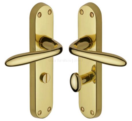Sutton Shaped Lever Polished Brass Bathroom Door Handles