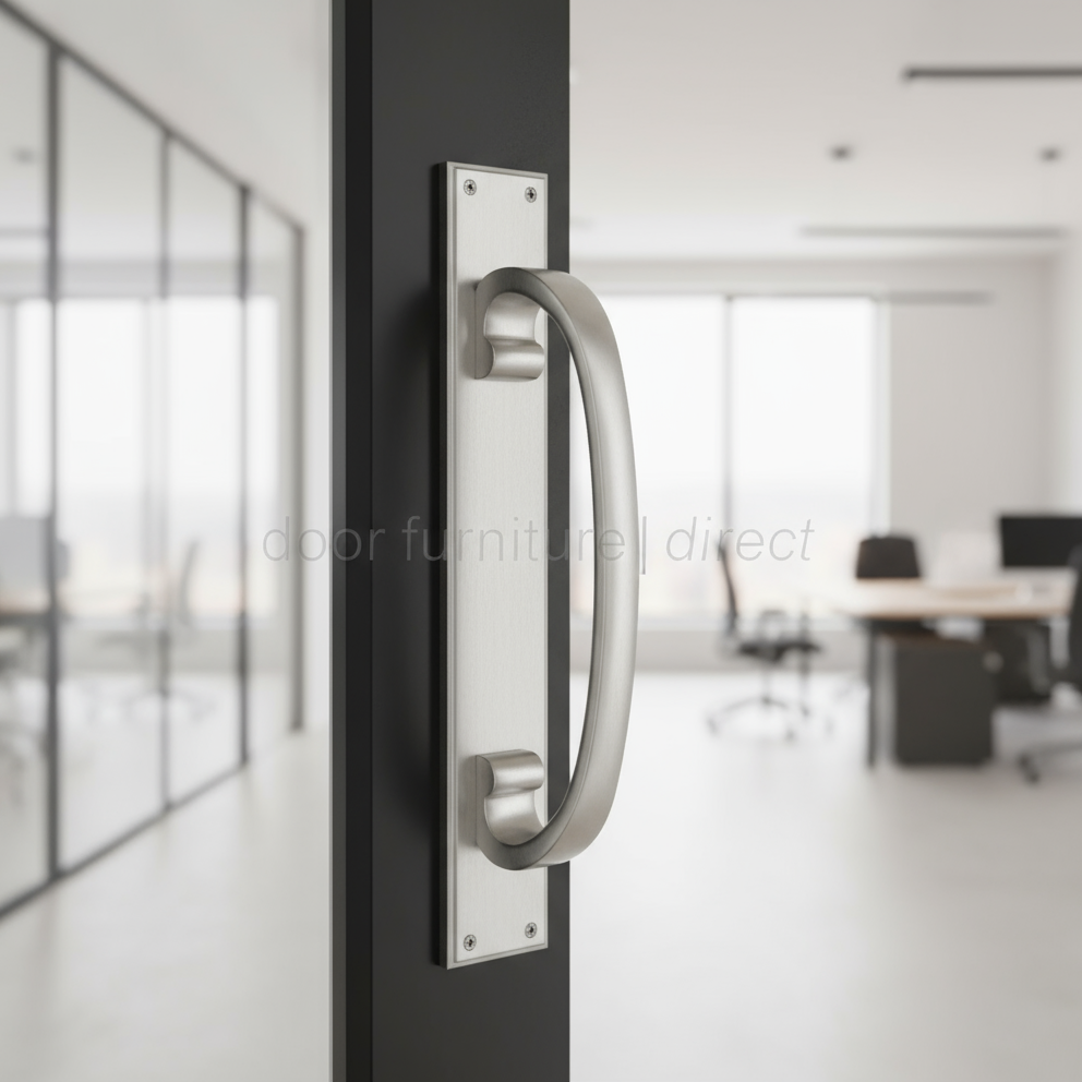 Satin Chrome D Style Door Pull Handle on Backplate 460x76mm