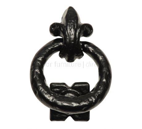 Black Antique Iron Fleur De Lys Ring Door Knocker 586