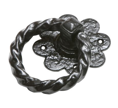 Black Antique Iron Twisted Ring Gate Handle 101mm 632