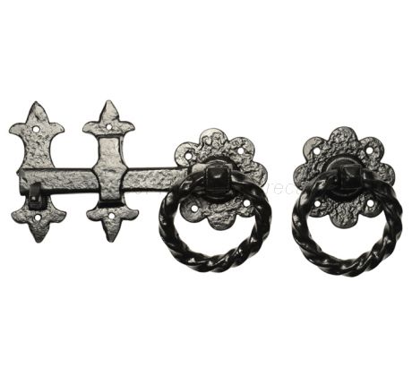 Black Antique Twisted Ring Gate Latch 203mm 1249
