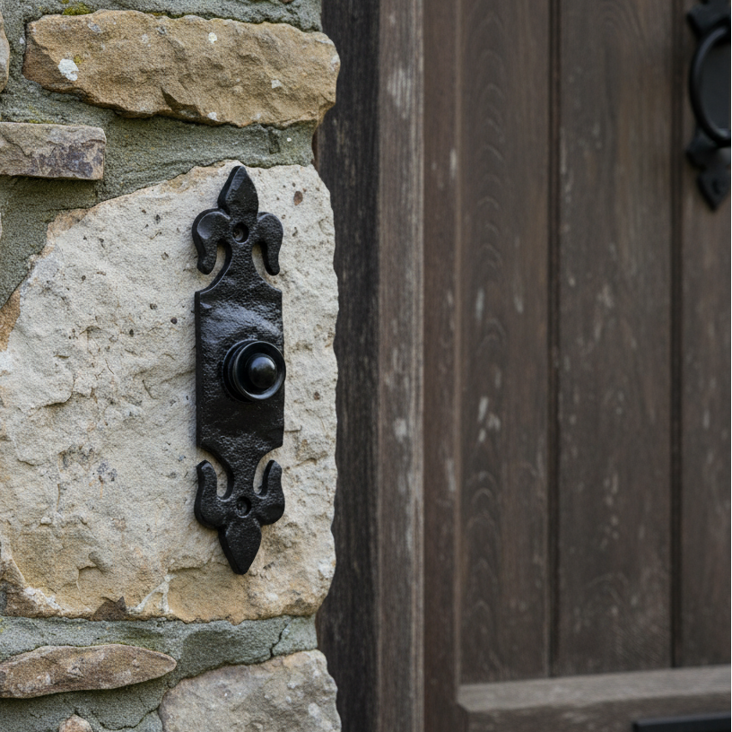 Black Antique Fleur De Lys Bell Push 1761