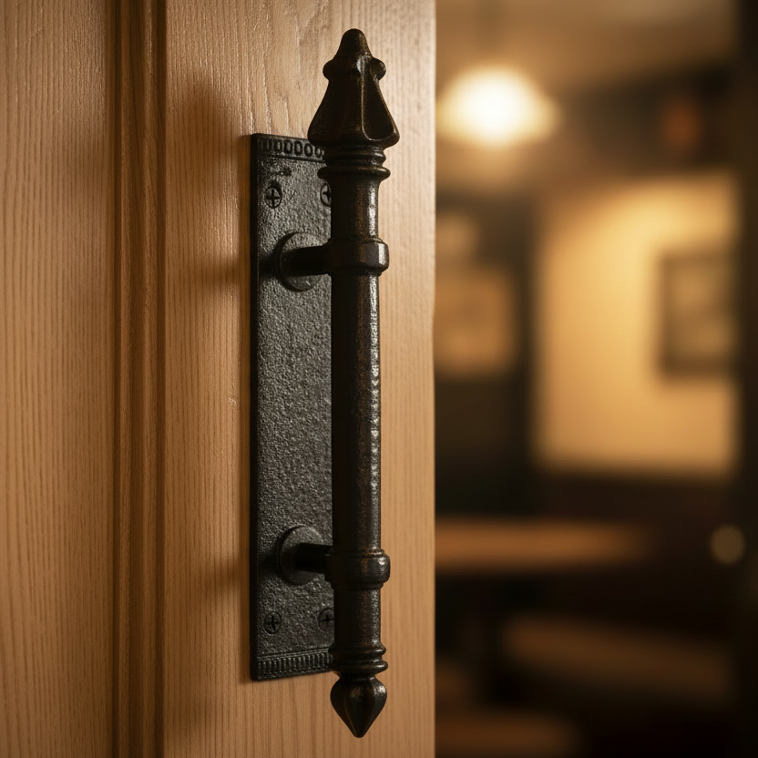 Black Antique Door Pull Handle 304x63mm 2157