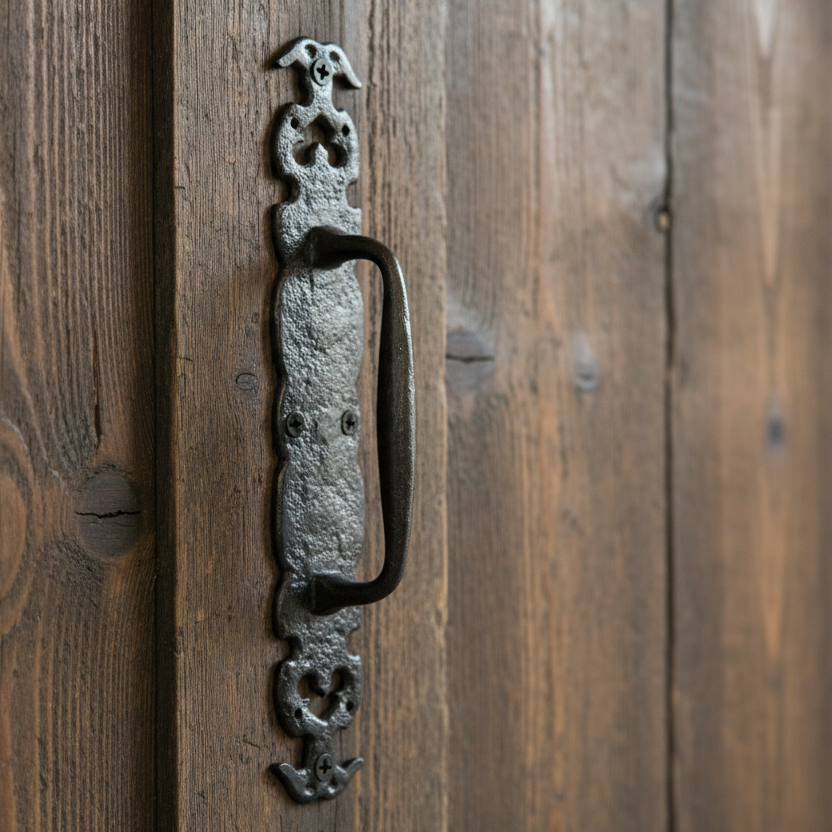 Black Antique Door Pull Handle 444x76mm 2173