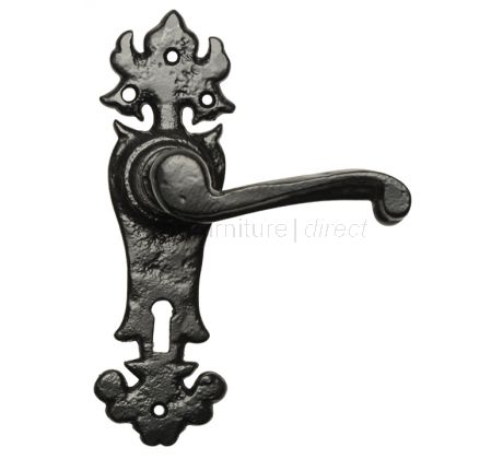 Black Antique Lever Lock Door Handles 2434