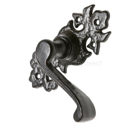 Black Antique Lever Latch Door Handles Short Plate 2434