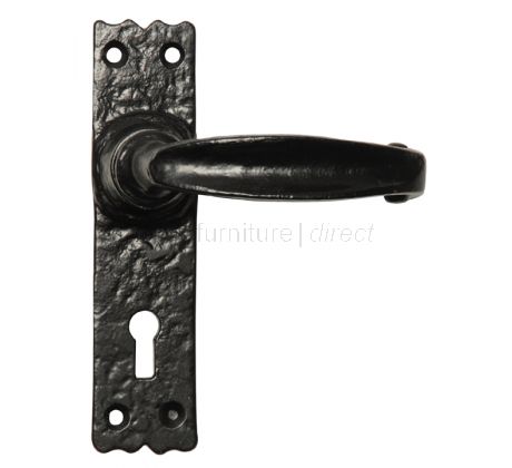 Black Antique Lever Lock Door Handles 152x38mm 2439