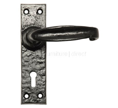 Black Antique Lever Lock Door Handles 152x38mm 2440