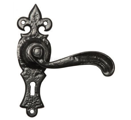Black Antique Lever Lock Door Handles 159x50mm 2442