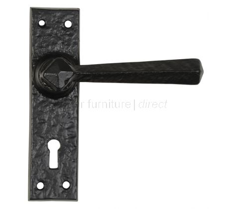 Black Antique Lever Lock Door Handles 152x38mm 2445