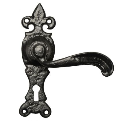 Black Antique Lever Lock Door Handles 165x50mm 2449