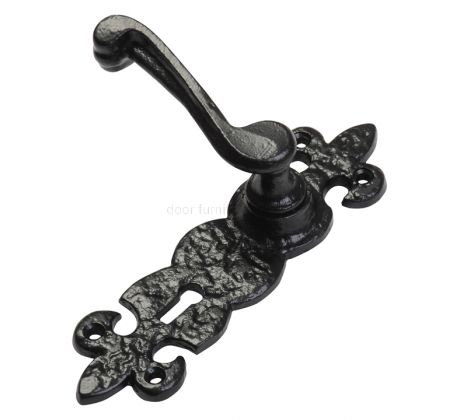 Black Antique Lever Lock Door Handles 190x57mm 2450