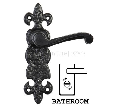 Black Antique Bathroom Door Handles 190x57mm 2450