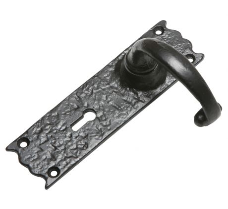 Black Antique Lever Lock Door Handles 164x47mm 2451