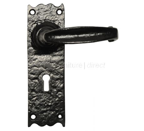 Black Antique Lever Lock Door Handles 164x47mm 2454