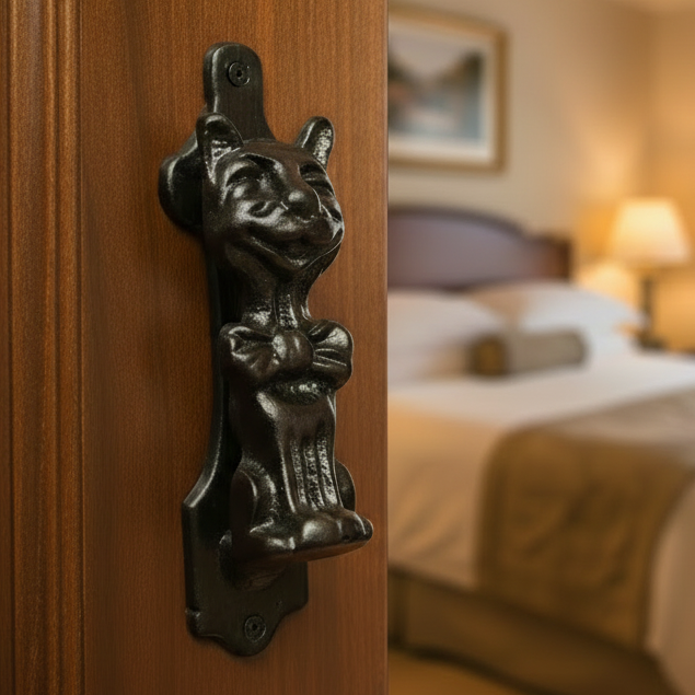 Black Antique Laughing Cat Bedroom Knocker 2618
