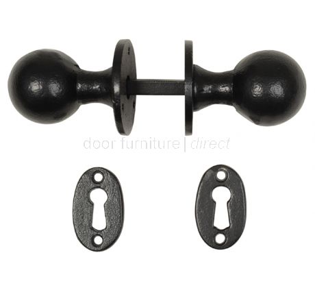 Smooth Black Iron Ball Door Knobs 44mm C387