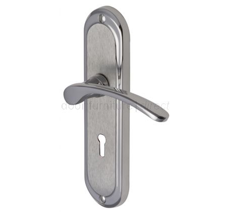Ambassador Curved Lever Dual Finish Chrome Keyhole Door Handles