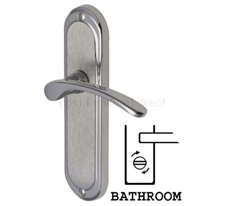 Ambassador Curved Lever Dual Finish Chrome Bathroom Lock Door Handles