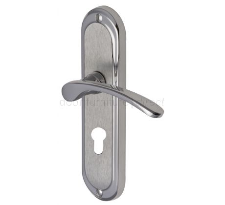 Ambassador Curved Lever Dual Finish Chrome 48mm Euro Door Handles