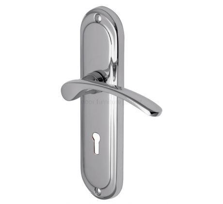Ambassador Curved Lever Polished Chrome Keyhole Door Handles
