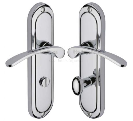 Ambassador Curved Lever Polished Chrome Bathroom Lock Door Handles
