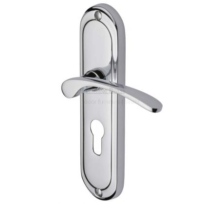 Ambassador Curved Lever Polished Chrome 48mm Euro Door Handles