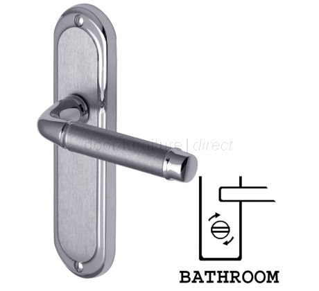 Saturn Straight Lever Dual Finish Chrome Bathroom Lock Door Handles