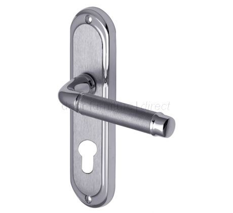 Saturn Straight Lever Apollo Chrome 48mm Euro Cylinder Door Handles