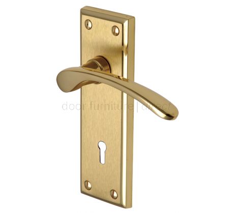Hilton Curved Lever Dual Finish Brass Keyhole Door Handles