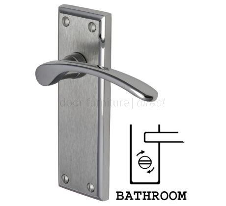 Hilton Curved Lever Dual Finish Chrome Bathroom Lock Door Handles
