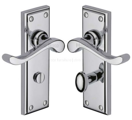 Edwardian Scroll Lever Polished Chrome Bathroom Handles