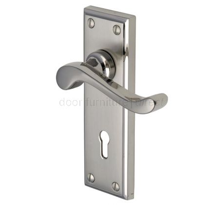 Edwardian Scroll Lever Dual Finish Nickel Keyhole Door Handles