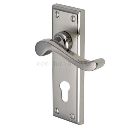 Edwardian Scroll Lever Dual Finish Nickel 48mm Euro Door Handles