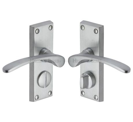 Sophia Curved Lever Satin Chrome Privacy Lock Door Handles