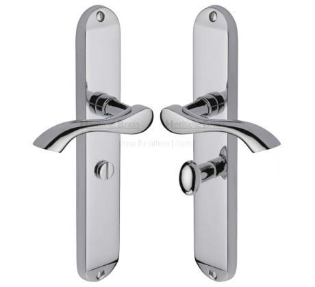 Algarve Shaped Lever Polished Chrome Bathroom Door Handles