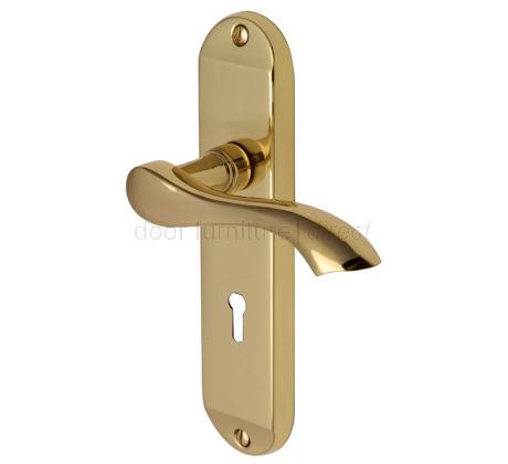 Algarve Small Shaped Lever Polished Brass Keyhole Door Handles
